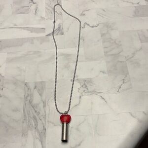 Silver Necklace with Red Heart Pendant